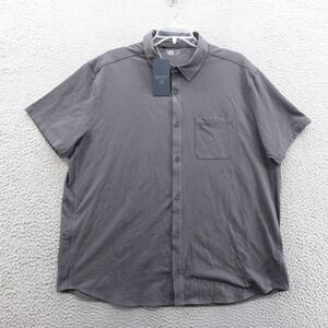 VRST Refined Knit Button Down Shirt Medium‎ Gray Men Moisture Wicking NWT